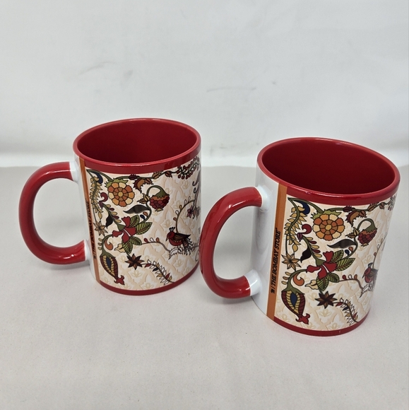 The Bombay Set of 2 Kalamkari Coffee Cups Hand Painted Exotic Beautiful Birds - Picture 5 of 11